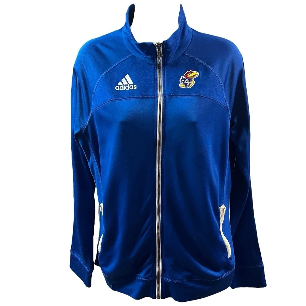 Adidas Track Jacket KU Jayhawks Full-Zip Climalite Athletic Collegiate Fanwear L
